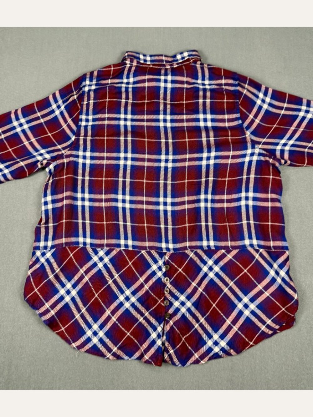 Lucky Brand Plaid Button Down Blouse Women’s 2X Red Blue Button Back - Picture 2 of 9